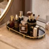 Makeup Storage Organizer - Luxury Golden Cosmetic Organizer Tray by Wahaj Decor
