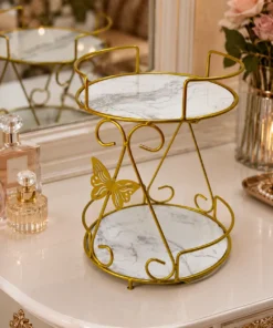 Alternative view of 2 Layer Butterfly Round Makeup Storage Organizer