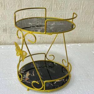 2 Layer Butterfly round Makeup Organizer Metal Cosmetic Organizer Makeup Storage Tray 3