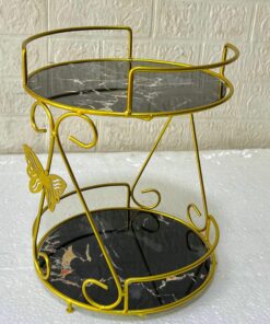 Alternative view of 2 Layer Butterfly round Makeup Organizer | Metal Cosmetic Organizer | Makeup Storage Tray