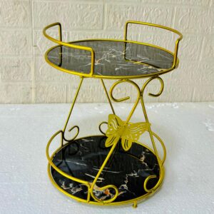 2 Layer Butterfly round Makeup Organizer Metal Cosmetic Organizer Makeup Storage Tray