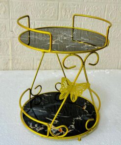 2 Layer Butterfly round Makeup Organizer Metal Cosmetic Organizer Makeup Storage Tray