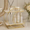 2-Layer Moon Cosmetic Organizer for makeup, skincare, and beauty essentials. Stylish, space-saving design perfect for your vanity, dressing table, or bathroom.