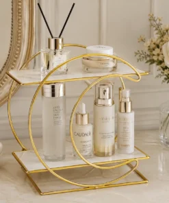 2-Layer Moon Cosmetic Organizer for makeup, skincare, and beauty essentials. Stylish, space-saving design perfect for your vanity, dressing table, or bathroom.