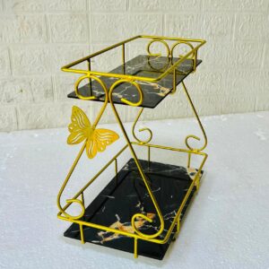 2 Layers Butterfly Makeup Organizer Premium Metal Cosmetic Organizer for Vanity Beauty Storage 3