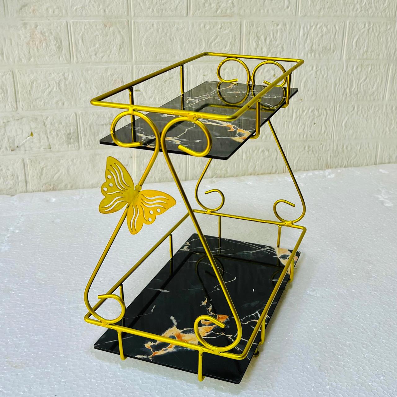 2 Layers Butterfly Makeup Organizer - Premium Metal Cosmetic Organizer for Vanity & Beauty Storage - Image 2