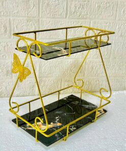 2 Layers Butterfly Makeup Organizer - Premium Metal Cosmetic Organizer for Vanity & Beauty Storage