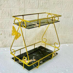 2 Layers Butterfly Makeup Organizer - Premium Metal Cosmetic Organizer for Vanity & Beauty Storage