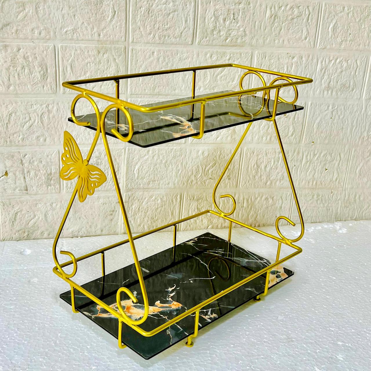 2 Layers Butterfly Makeup Organizer - Premium Metal Cosmetic Organizer for Vanity & Beauty Storage