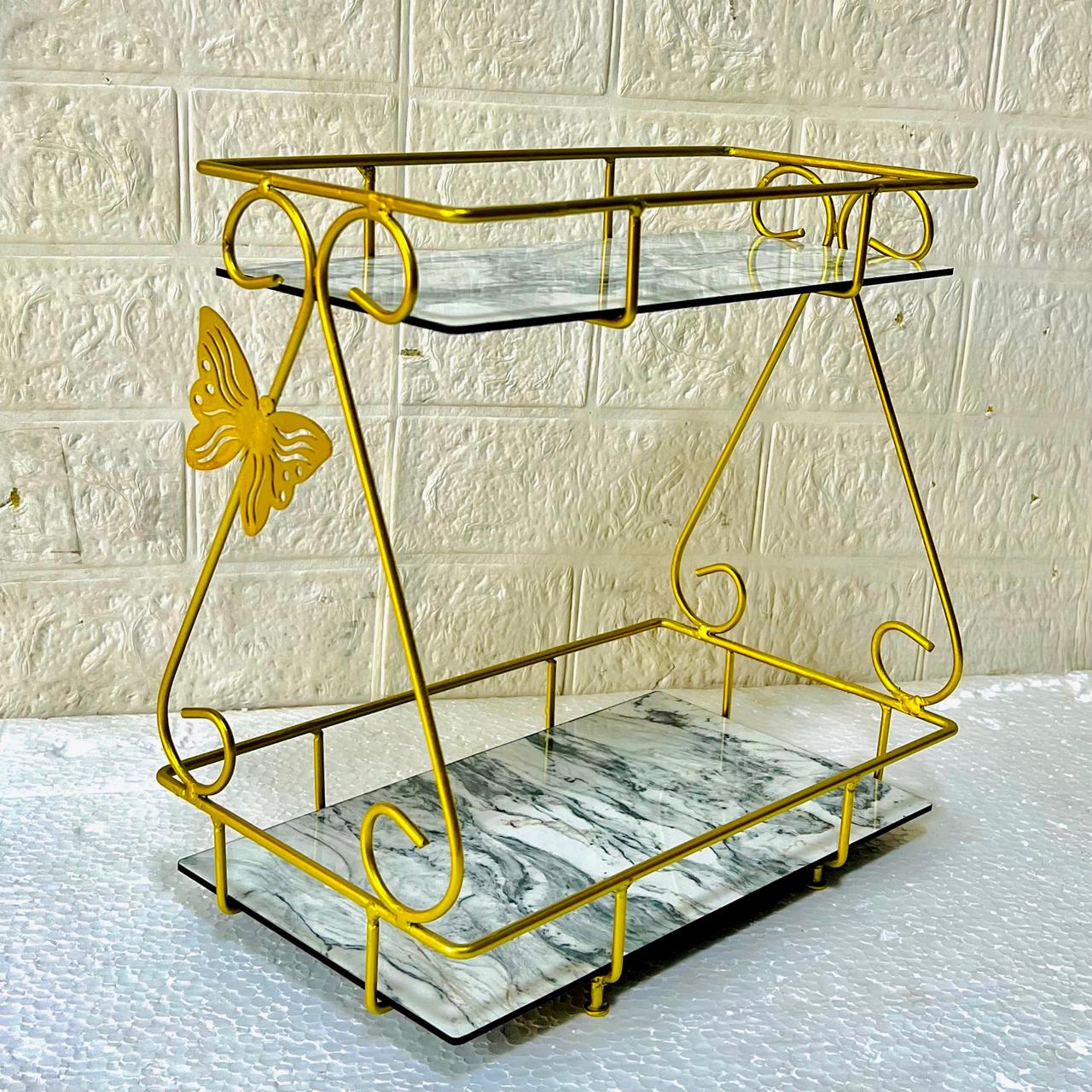 2 Layers Butterfly Makeup Organizer - Premium Metal Cosmetic Organizer for Vanity & Beauty Storage