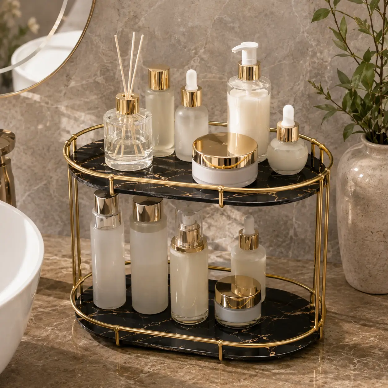 2-Tier Luxury Bathroom Countertop Organizer - Image 3