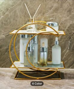 Wahaj Special 2-Layer Cosmetic Organizer adds elegance to your vanity. Its metal frame and spacious design keep your makeup neatly arranged with a touch of luxury.