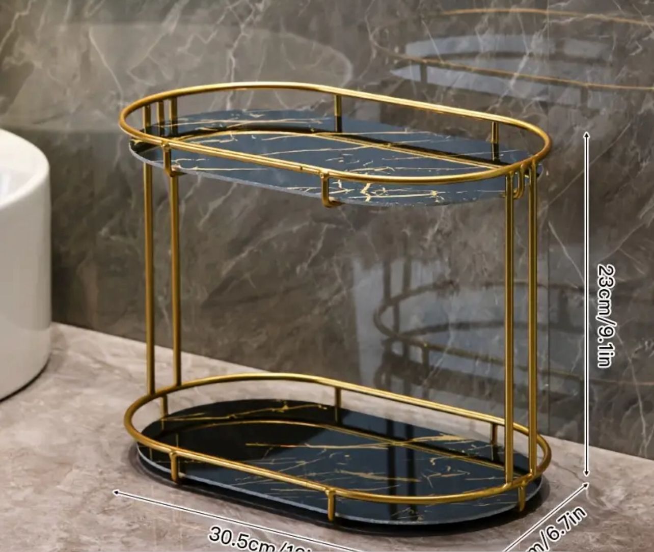 Wahaj Special Luxury 2-Tier Makeup Organizer | Elegant European Design Shelf - Image 4