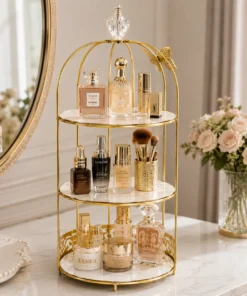 Alternative view of 3-Layer Vanity Cage Cosmetic Organizer