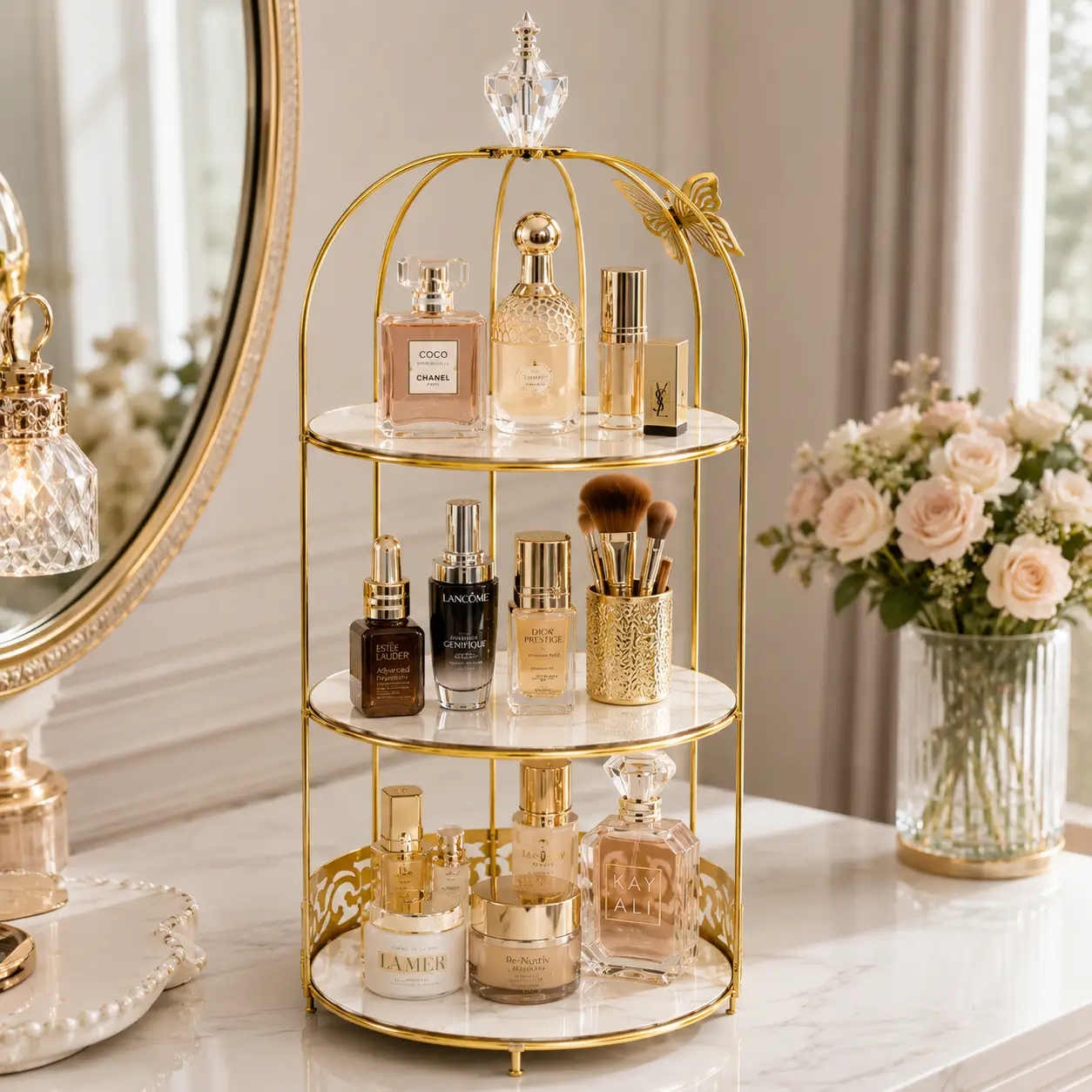 3-Layer Vanity Cage Cosmetic Organizer - Image 2