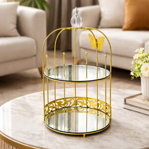 wahaj Premium Butterfly Design Gold Makeup Organizer