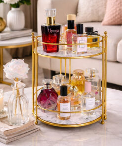 Gold 2 Layer acrylic Makeup Organizer Tray