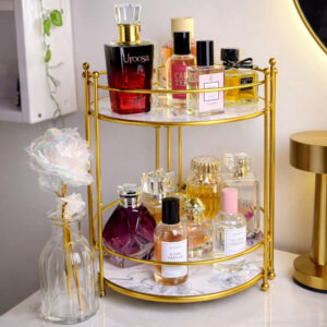 Gold 2 Layer acrylic Makeup Organizer Tray