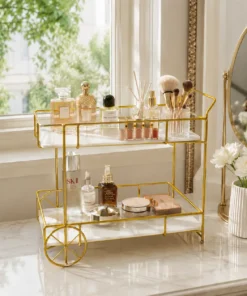 Alternative view of Luxury Gold Cosmetic Display Organizer Trolley