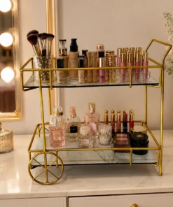 Luxury Gold Cosmetic Display Organizer Trolley