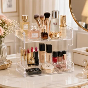 2 layers acrylic makeup organizer