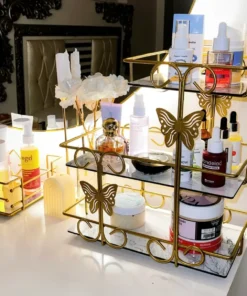 Butterfly Golden Glow Shelf | Elegant Storage for Cosmetics