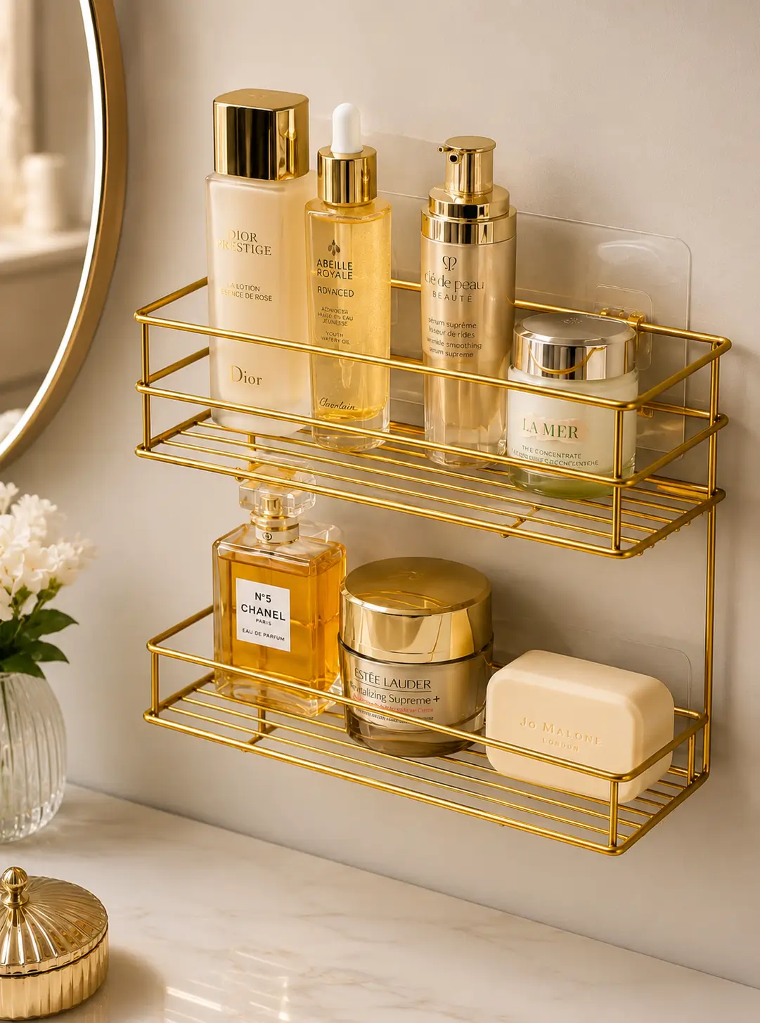 2-Tier Gold Wall Mounted Rack