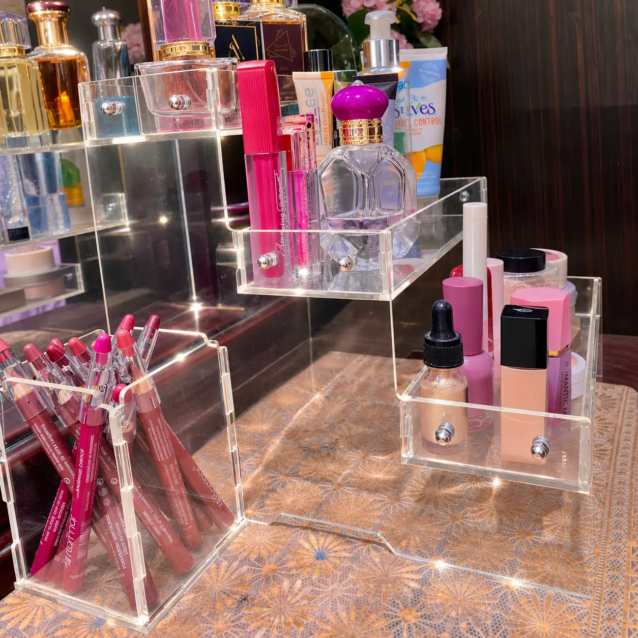 3 Layer Acrylic Cosmetic Stand